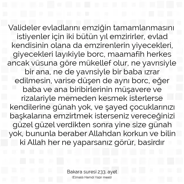 Ayetbul | Kuran Mealleri | Quran | Bakara suresi 233. ayet