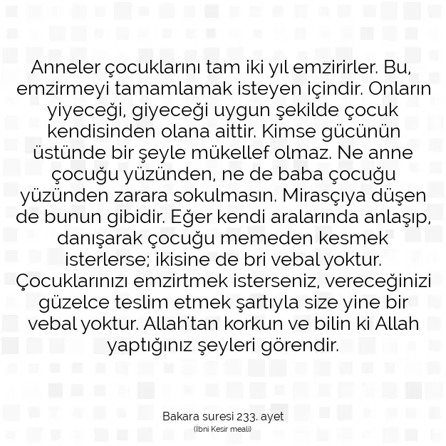 Ayetbul | Kuran Mealleri | Quran | Bakara suresi 233. ayet