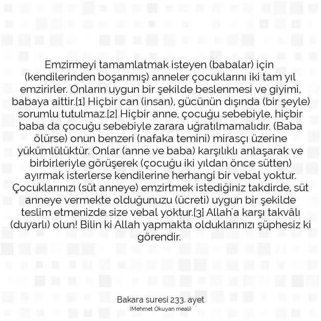 Ayetbul | Kuran Mealleri | Quran | Bakara suresi 233. ayet