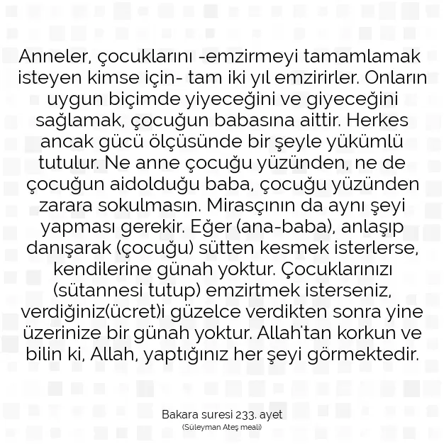 Ayetbul | Kuran Mealleri | Quran | Bakara suresi 233. ayet