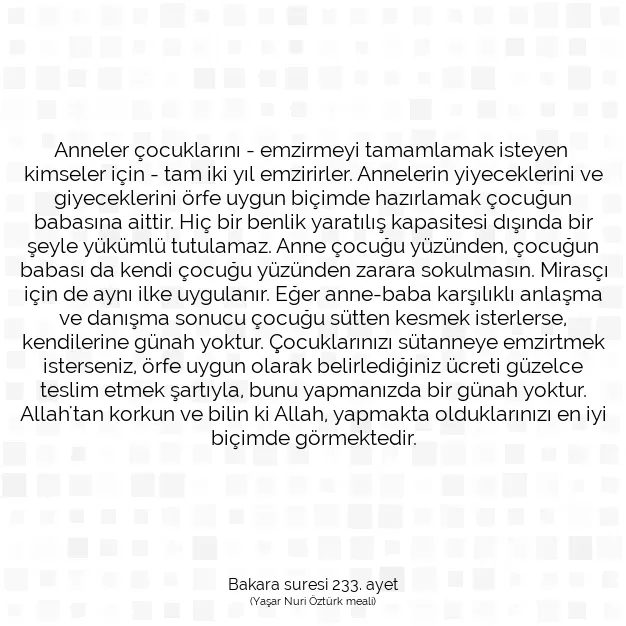 Ayetbul | Kuran Mealleri | Quran | Bakara suresi 233. ayet