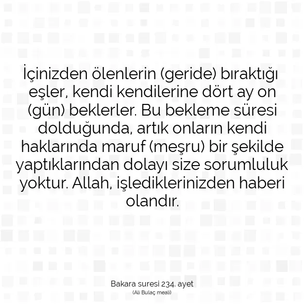 Ayetbul | Kuran Mealleri | Quran | Bakara suresi 234. ayet