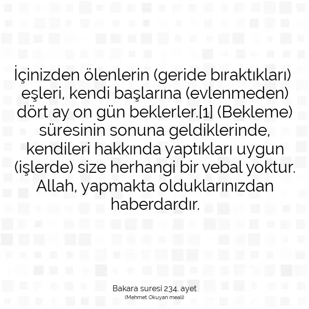 Ayetbul | Kuran Mealleri | Quran | Bakara suresi 234. ayet