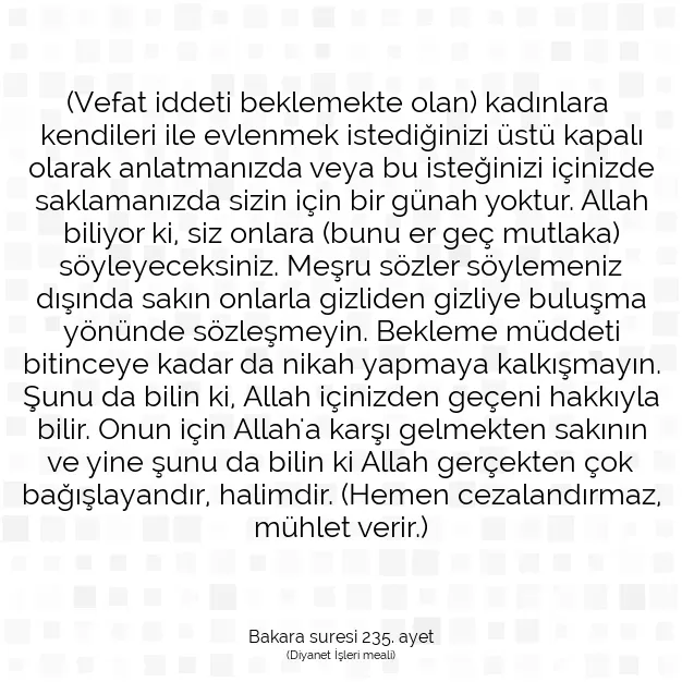 Ayetbul | Kuran Mealleri | Quran | Bakara suresi 235. ayet