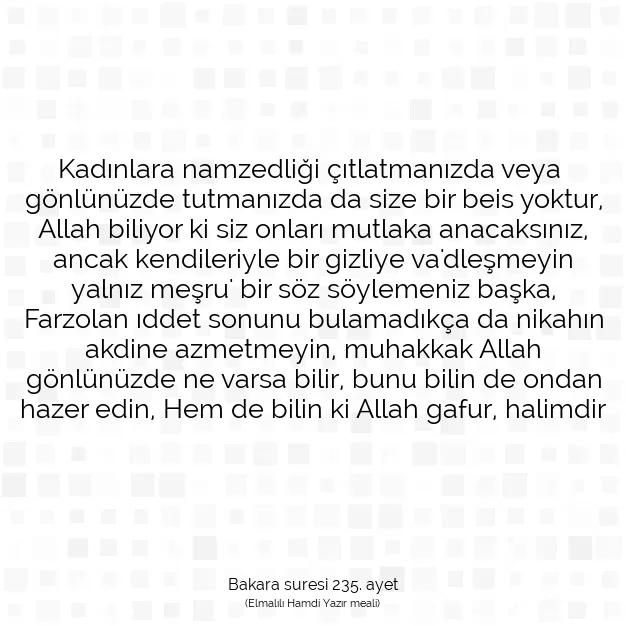 Ayetbul | Kuran Mealleri | Quran | Bakara suresi 235. ayet