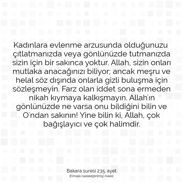 Ayetbul | Kuran Mealleri | Quran | Bakara suresi 235. ayet