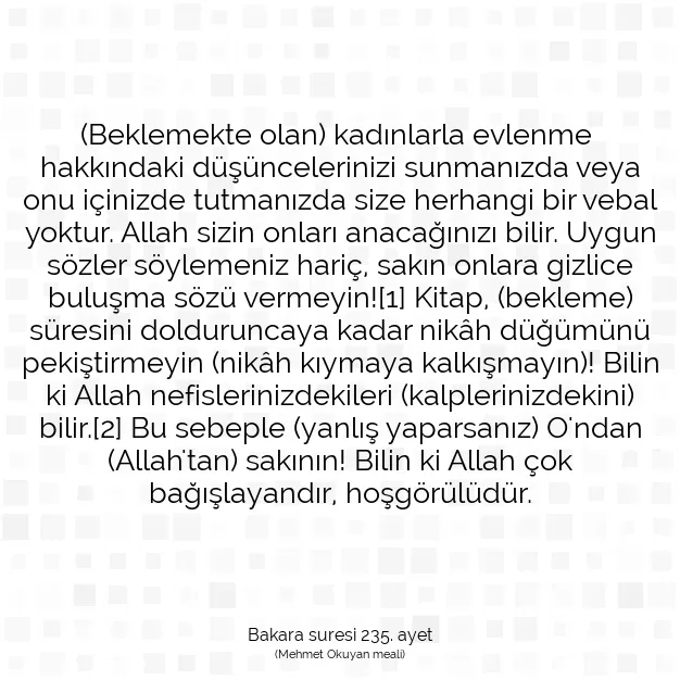 Ayetbul | Kuran Mealleri | Quran | Bakara suresi 235. ayet