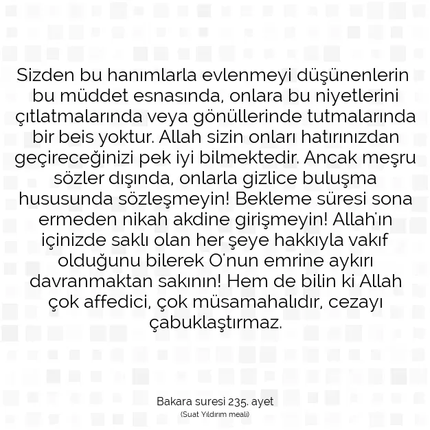 Ayetbul | Kuran Mealleri | Quran | Bakara suresi 235. ayet