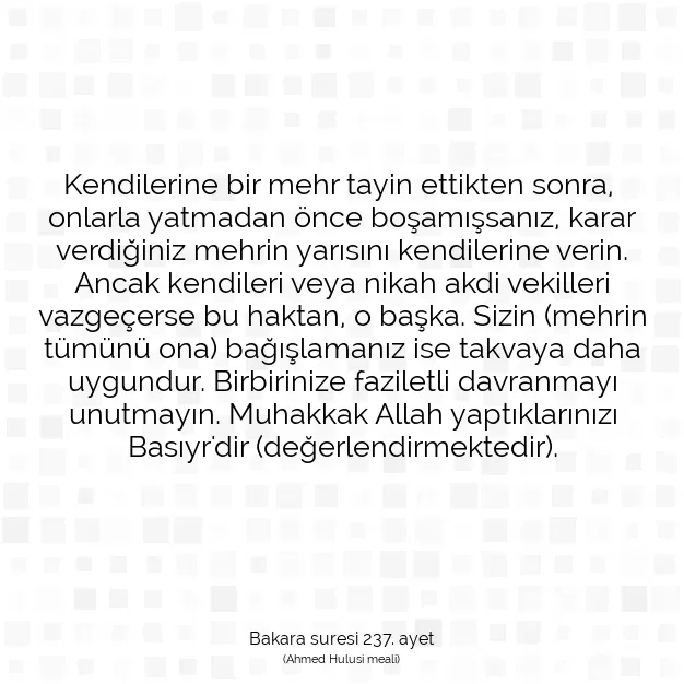 Ayetbul | Kuran Mealleri | Quran | Bakara suresi 237. ayet