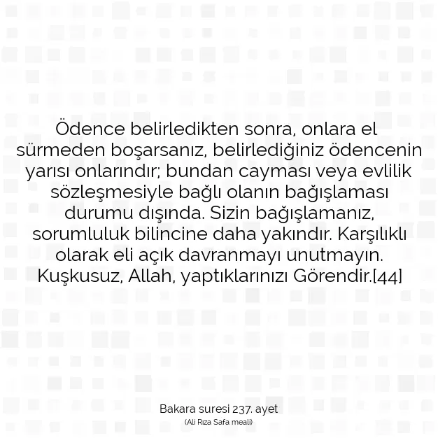 Ayetbul | Kuran Mealleri | Quran | Bakara suresi 237. ayet