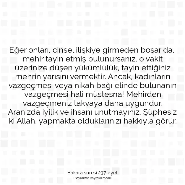 Ayetbul | Kuran Mealleri | Quran | Bakara suresi 237. ayet