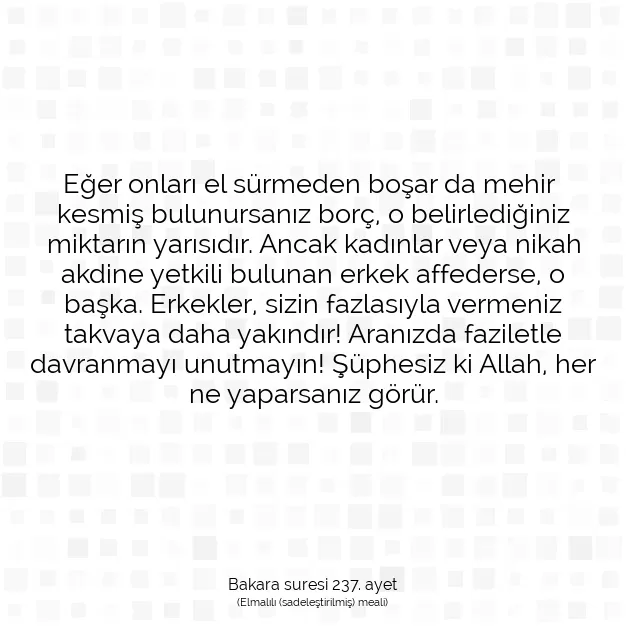 Ayetbul | Kuran Mealleri | Quran | Bakara suresi 237. ayet