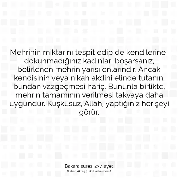 Ayetbul | Kuran Mealleri | Quran | Bakara suresi 237. ayet