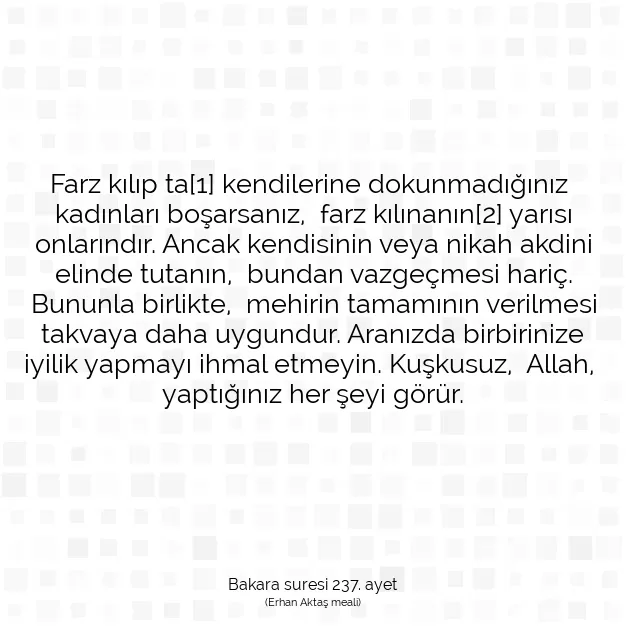 Ayetbul | Kuran Mealleri | Quran | Bakara suresi 237. ayet