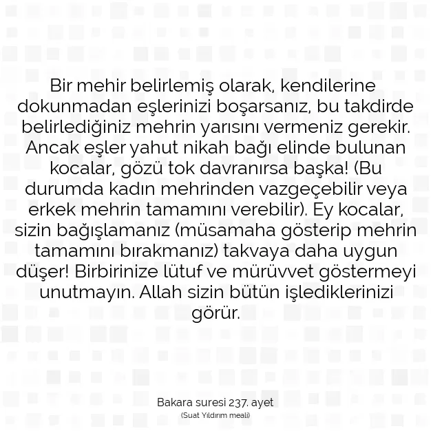 Ayetbul | Kuran Mealleri | Quran | Bakara suresi 237. ayet