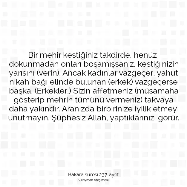 Ayetbul | Kuran Mealleri | Quran | Bakara suresi 237. ayet