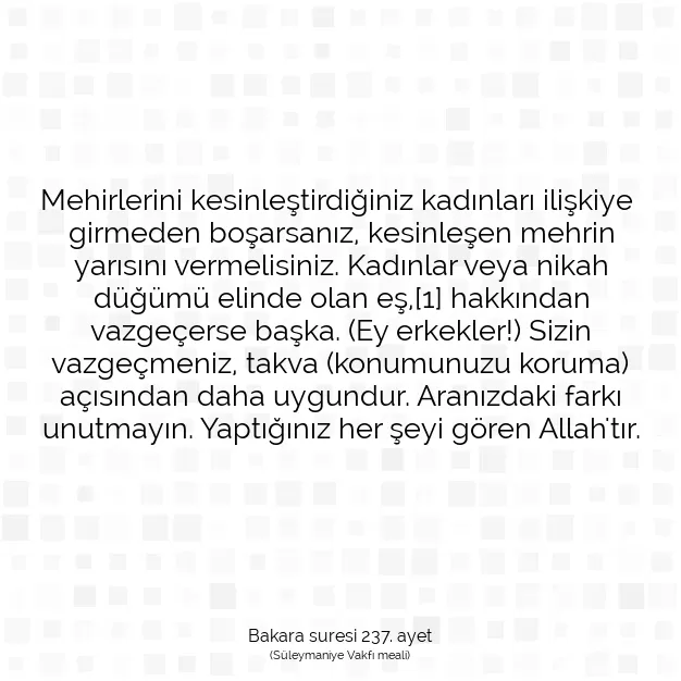 Ayetbul | Kuran Mealleri | Quran | Bakara suresi 237. ayet