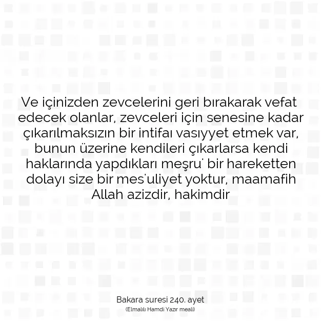 Ayetbul | Kuran Mealleri | Quran | Bakara suresi 240. ayet