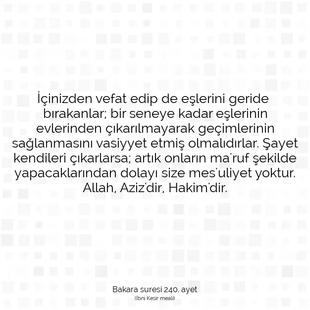 Ayetbul | Kuran Mealleri | Quran | Bakara suresi 240. ayet