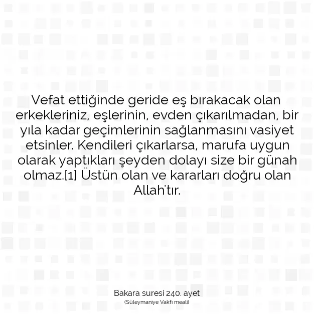 Ayetbul | Kuran Mealleri | Quran | Bakara suresi 240. ayet