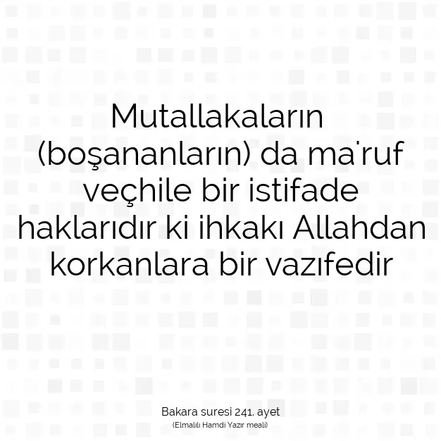 Ayetbul | Kuran Mealleri | Quran | Bakara suresi 241. ayet