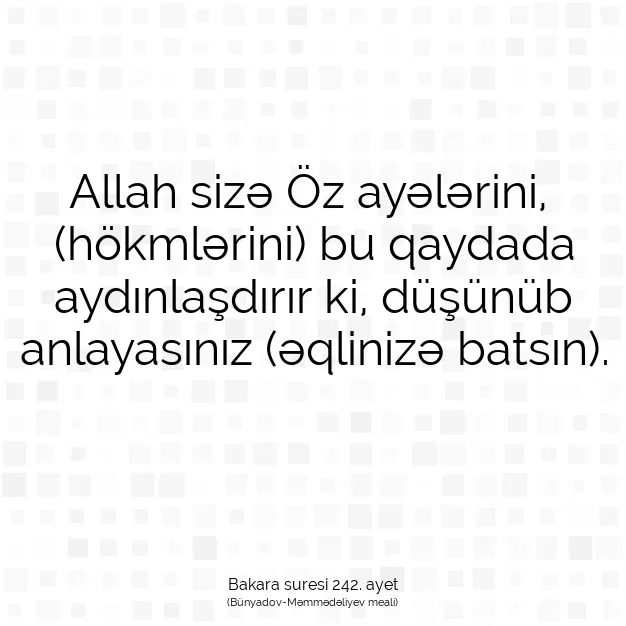 Ayetbul | Kuran Mealleri | Quran | Bakara suresi 242. ayet