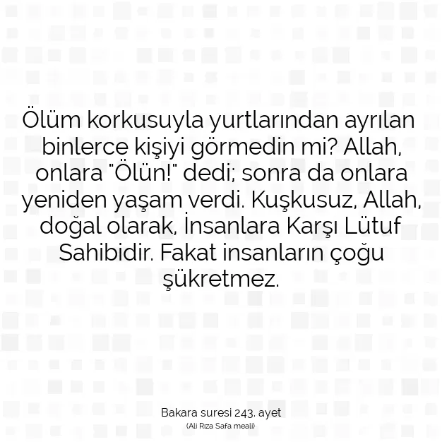 Ayetbul | Kuran Mealleri | Quran | Bakara suresi 243. ayet