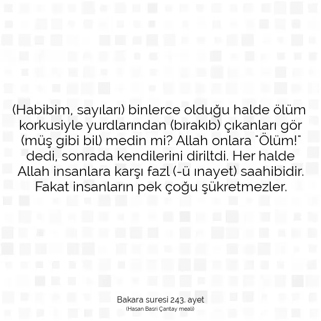 Ayetbul | Kuran Mealleri | Quran | Bakara suresi 243. ayet