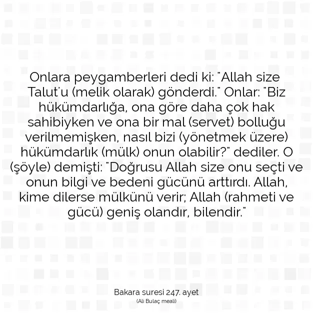 Ayetbul | Kuran Mealleri | Quran | Bakara suresi 247. ayet