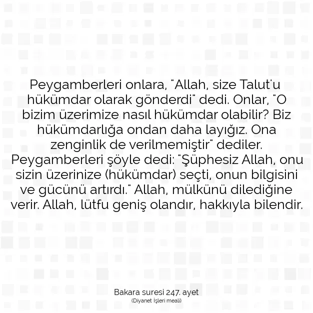 Ayetbul | Kuran Mealleri | Quran | Bakara suresi 247. ayet