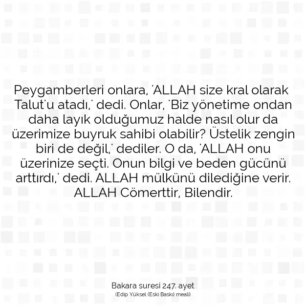 Ayetbul | Kuran Mealleri | Quran | Bakara suresi 247. ayet