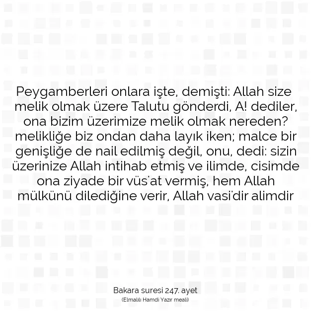 Ayetbul | Kuran Mealleri | Quran | Bakara suresi 247. ayet