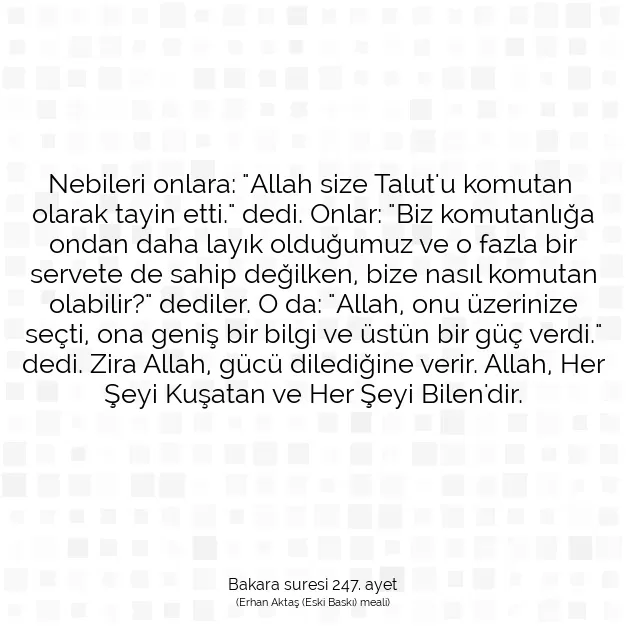 Ayetbul | Kuran Mealleri | Quran | Bakara suresi 247. ayet