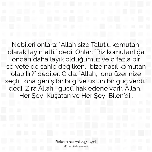 Ayetbul | Kuran Mealleri | Quran | Bakara suresi 247. ayet