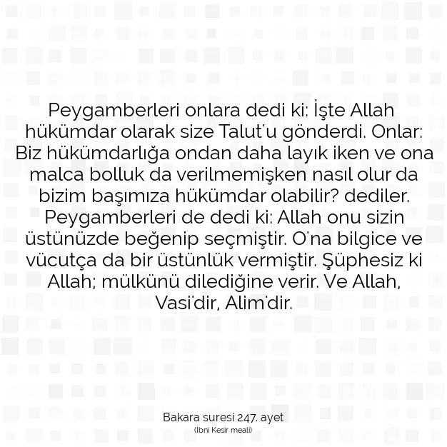 Ayetbul | Kuran Mealleri | Quran | Bakara suresi 247. ayet