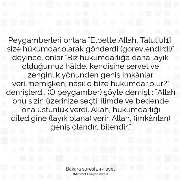 Ayetbul | Kuran Mealleri | Quran | Bakara suresi 247. ayet