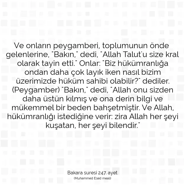 Ayetbul | Kuran Mealleri | Quran | Bakara suresi 247. ayet