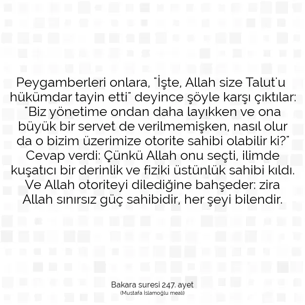 Ayetbul | Kuran Mealleri | Quran | Bakara suresi 247. ayet