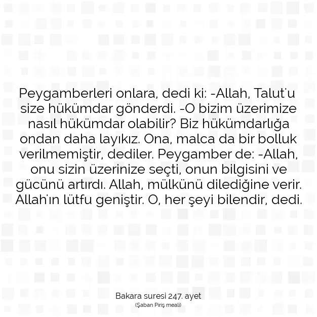 Ayetbul | Kuran Mealleri | Quran | Bakara suresi 247. ayet