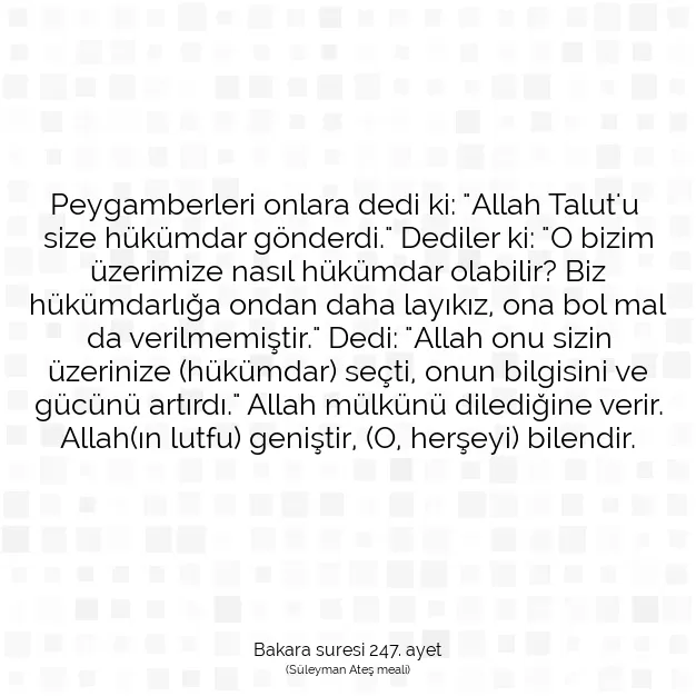 Ayetbul | Kuran Mealleri | Quran | Bakara suresi 247. ayet