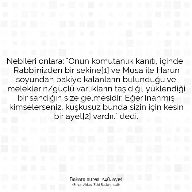 Ayetbul | Kuran Mealleri | Quran | Bakara suresi 248. ayet