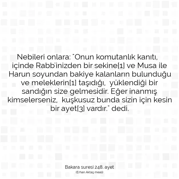 Ayetbul | Kuran Mealleri | Quran | Bakara suresi 248. ayet