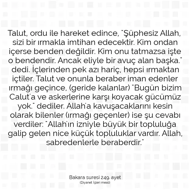 Ayetbul | Kuran Mealleri | Quran | Bakara suresi 249. ayet