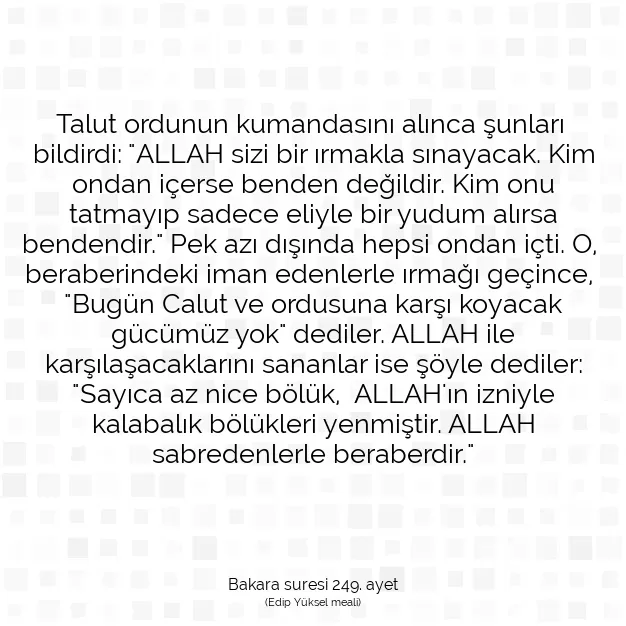 Ayetbul | Kuran Mealleri | Quran | Bakara suresi 249. ayet