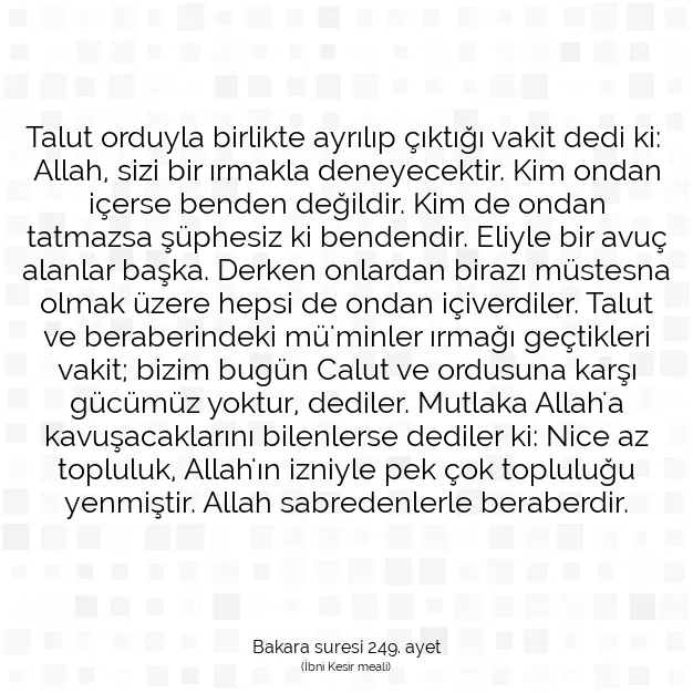 Ayetbul | Kuran Mealleri | Quran | Bakara suresi 249. ayet