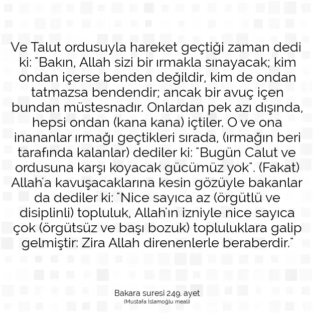 Ayetbul | Kuran Mealleri | Quran | Bakara suresi 249. ayet