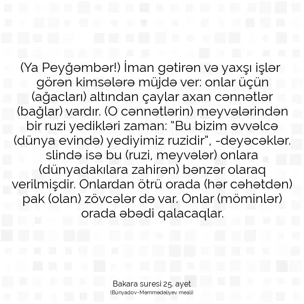 Ayetbul | Kuran Mealleri | Quran | Bakara suresi 25. ayet