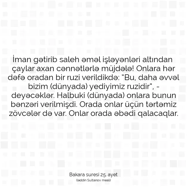 Ayetbul | Kuran Mealleri | Quran | Bakara suresi 25. ayet