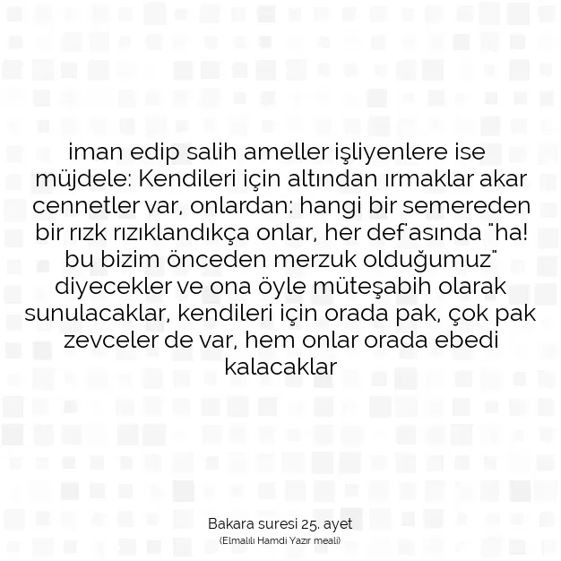 Ayetbul | Kuran Mealleri | Quran | Bakara suresi 25. ayet