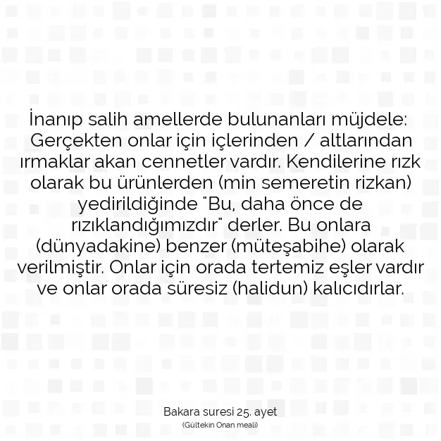 Ayetbul | Kuran Mealleri | Quran | Bakara suresi 25. ayet